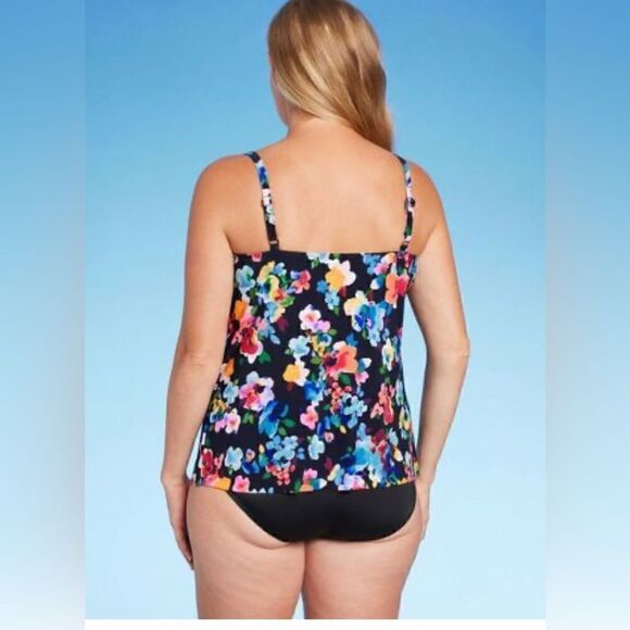 Aquagreen Multifloral Women's UPF 50 V-Neck Angled Tiered Tankini Top NWOT S - Picture 2 of 9